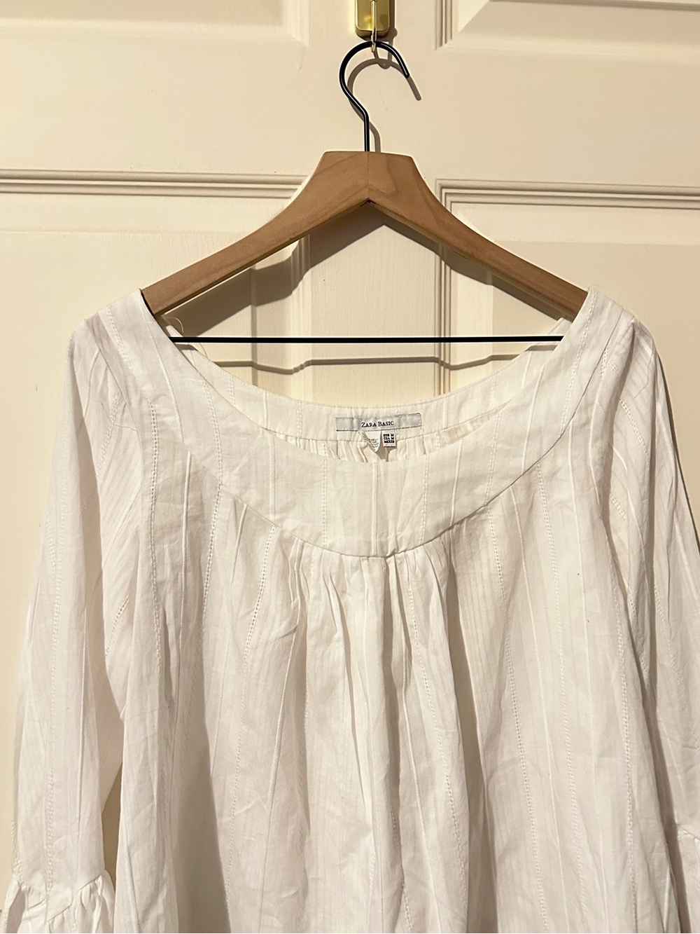 Zara | Top | Zara White Cotton Peasant Tunic Top - Picture 3 of 8